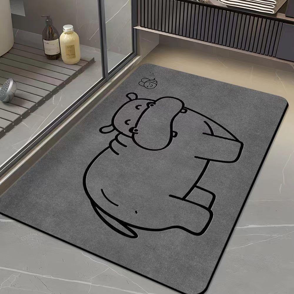 

Diatom Mud Bathroom Mat Line Art Cartoon Animal Pattern Quick Dry Absorbent Rug Non Slip Toilet Door Mat Hippo Giraffe Crocodile 40x60cm