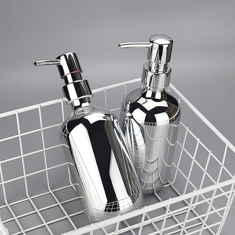 300/500Ml Silver Plating Soap Dispenser Bottle Empty Hand Press Refillable Lotion Bathroom Shampoo Shower Gel Container Accessor