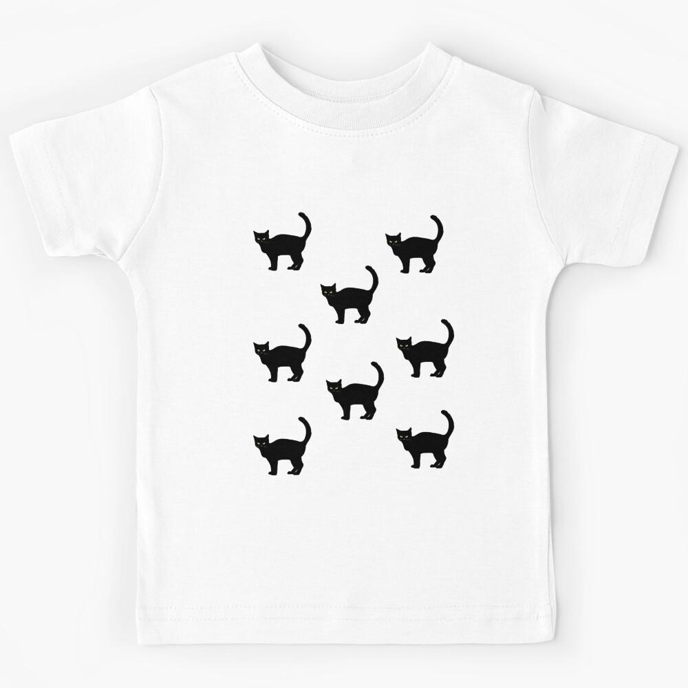 Black Cat Pattern With Yellow Eyes Kids T-Shirt 160