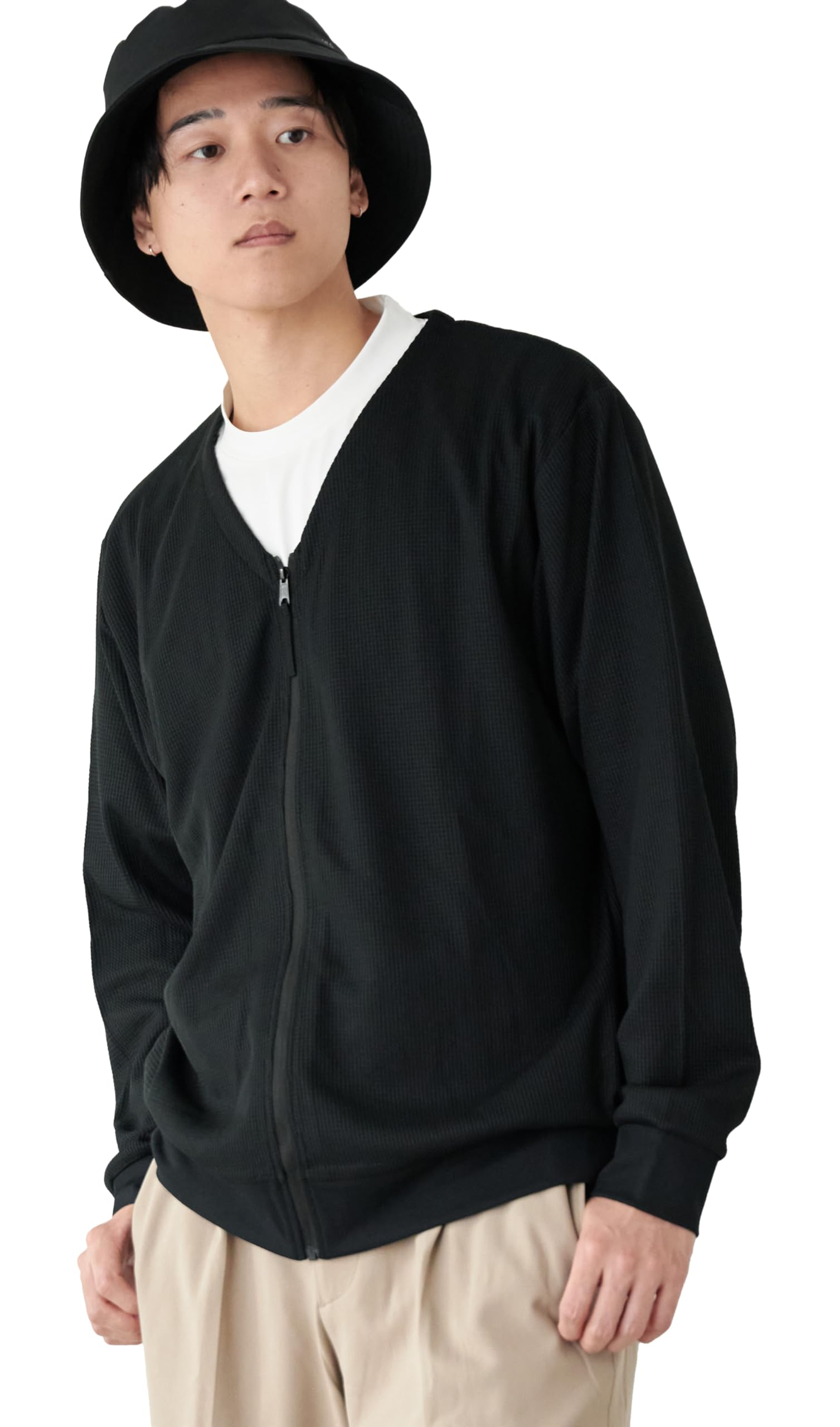 Кардиган мужской Ametohare UV Waffle Защита Влагоотводящий Быстросохнущий На молнии Ткань AH-1007 JP Алфавит M Черный 5990₽