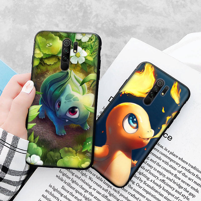 Schwarze Hülle für Xiaomi Redmi 13C Note 9 iPhone XR 7 8 14 15 11 12 13 X XS Pro Max Samsung A25 S23 S24 FE Ultra Plus Lucario Cartoon