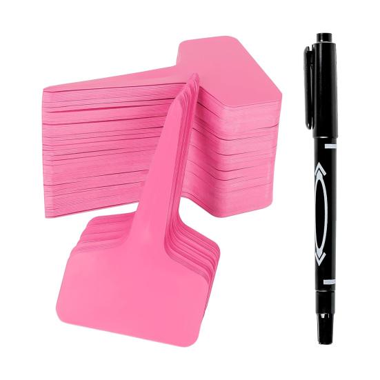 100Pcs T-Type Plant Tags Garden Labels Plastic Plant Marker Tags Waterproof Reusable Plant Labels with Marking