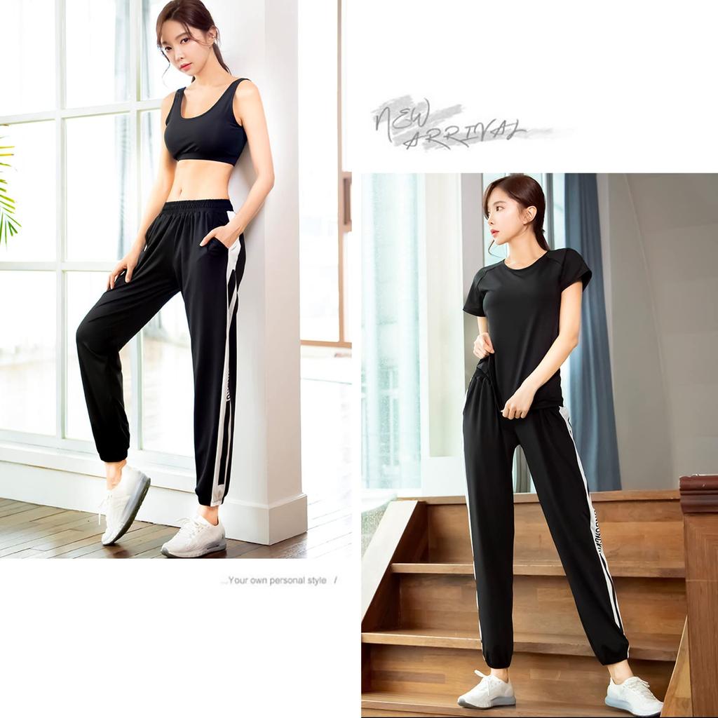 Shuanau Yoga and Sportswear Padded Top and Bottoms for Training and Perfect for and Winter Women's 4-Piece Set, Stretchy, Moisture-Wicking,