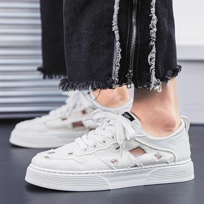 Fashion Canvas Male Shoe Non Slip Wear To Work Korean Style Men's Casual Shoes Walking Elegant Breathable Classic Original Sale Sneakers