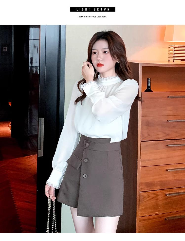 High-Waisted Irregular Korean-Style Women's Wide-Leg Slimming Culottes for Autumn 2023