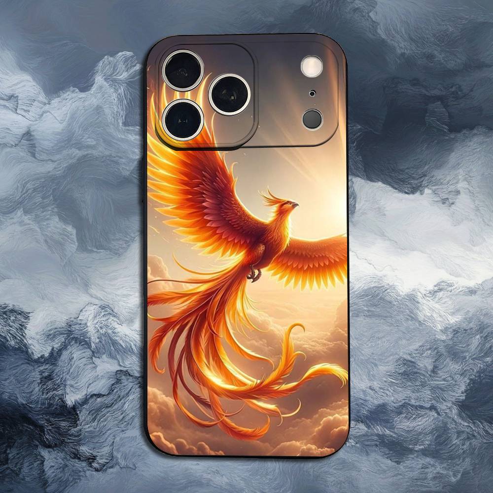 Cool Phoenix For iPhone 12,16,11,14,15,17,13,X,Mini,SE,Max,8,7,XR,XS,Plus,Pro,Soft Silicone Black Case