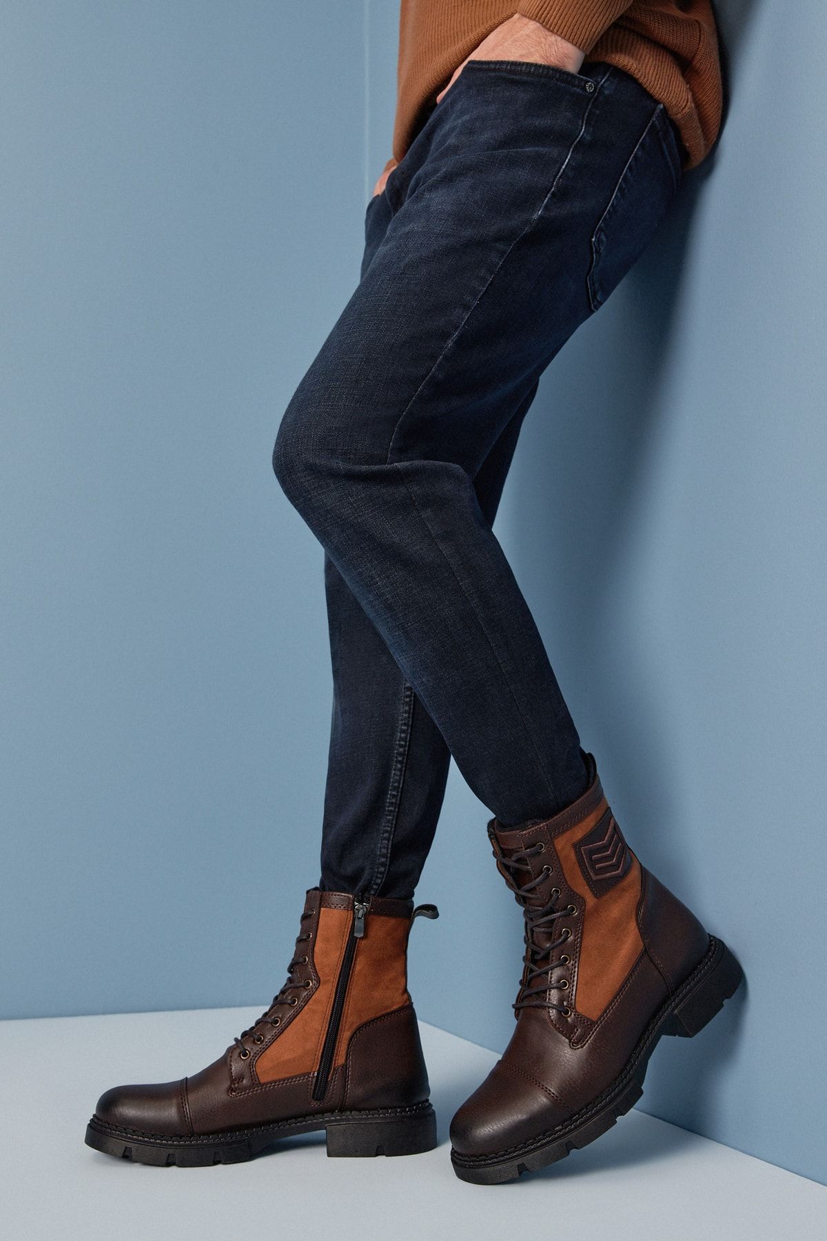 

Мужские модные ботинки из искусственной кожи на плоском каблуке, коричневые ботинки, обувь 41