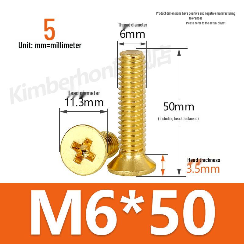 Copper Phillips Countersunk Head Machine Screws, Sizes M2–M4, Lengths 6/8/10/12mm
