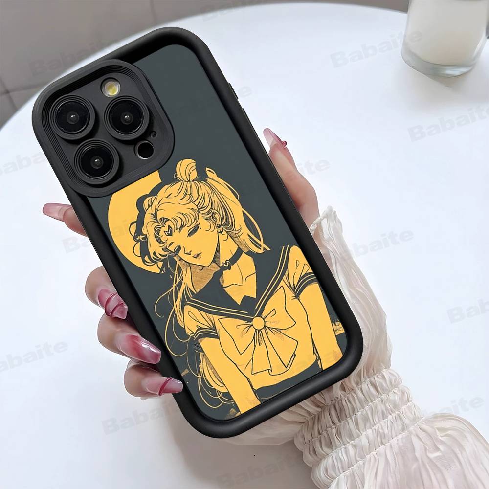 Popular Anime Girl S-Sailor Moon For iPhone 17 Pro Max 16 15 14 13 12 11 Plus Black Soft Phone Cover