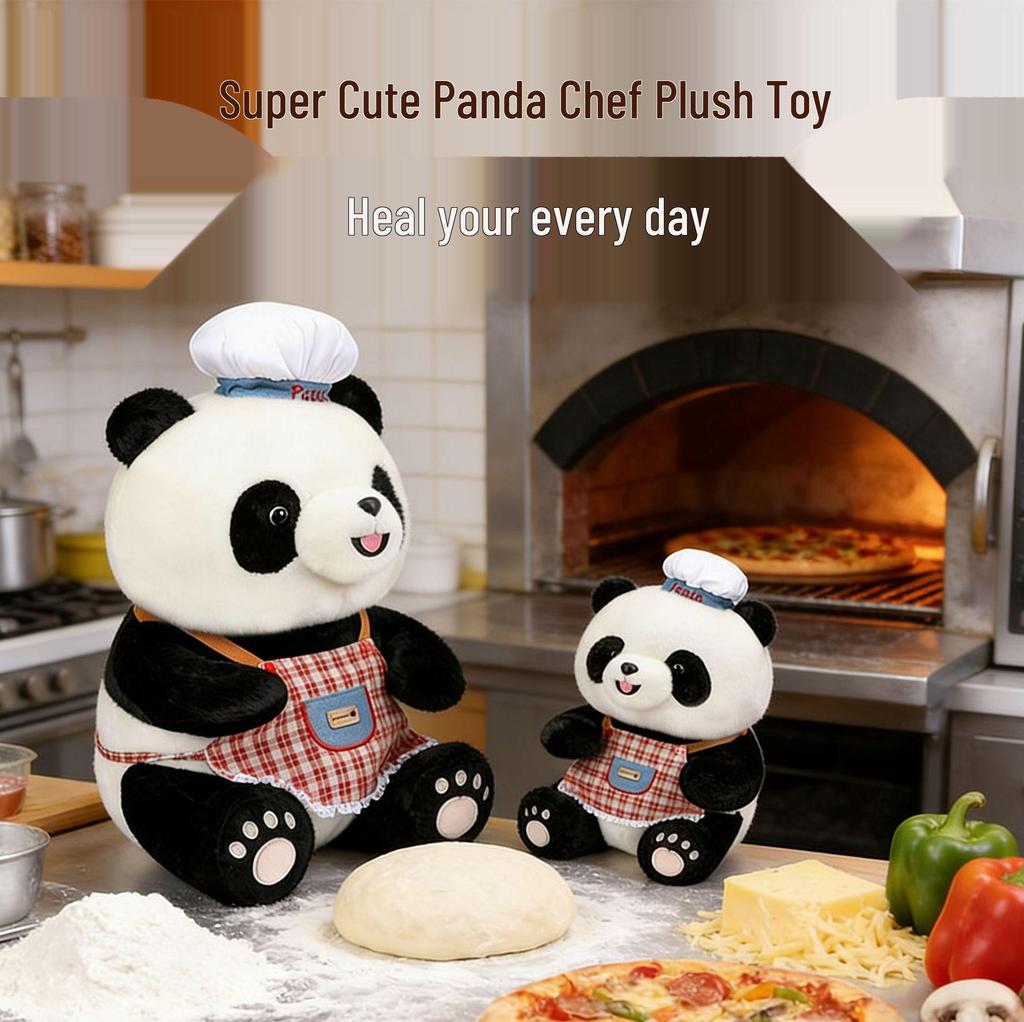 Cute Chef Panda Plush Toy with Apron - Children's Comfort Doll & Birthday Gift