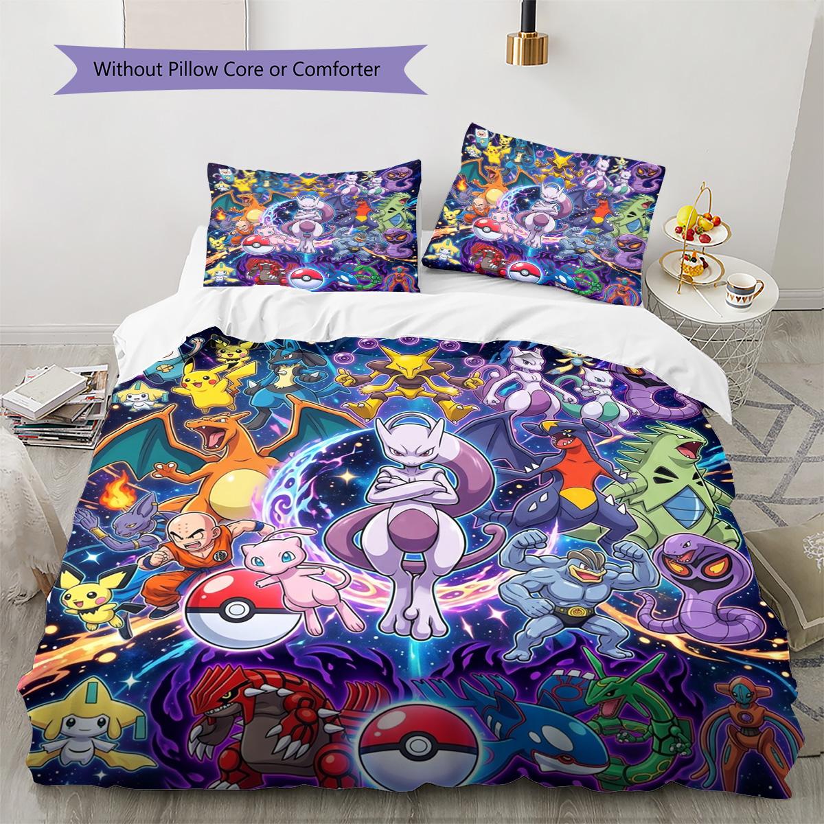 

Pokemon Pikachu Pattern Bedding Quilt Set Quilt Cover Pillowcase Home Decoration Birthday Gift (1 * duvet cover + 2 * pillowcase, without core) 135x200cm