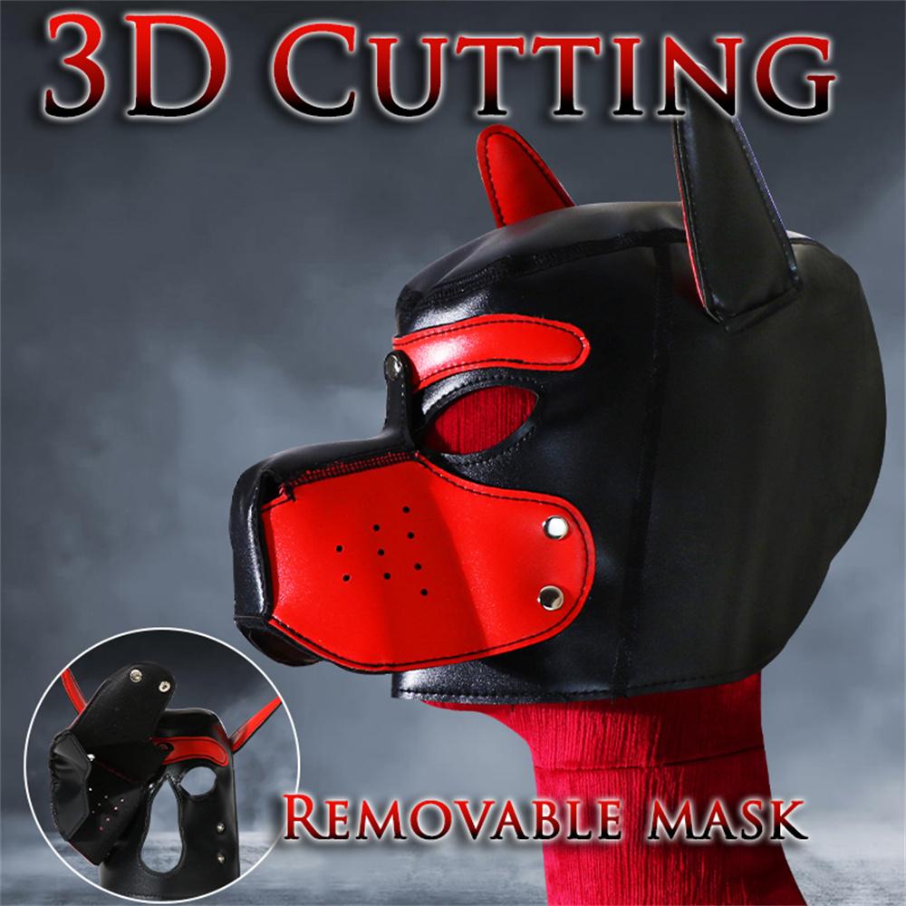 Bondage Hundehaube Maske Erwachsene Cosplay Spiel Abnehmbare Schnauze Sexy Fesseln Halloween Maske Sexspielzeug für Frauen Männer Paare