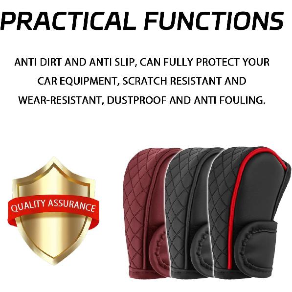 Car Shift Handle Transmission Knob Cover Accessories, Eco-Leather Car Shift Cover, Center Console Magic Tape Gear Lever Protector Universal for Most