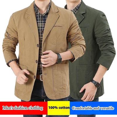 Men's Casual Suit Jacket for Spring and Autumn Seasons, Suitable for Middle-aged Men, Loose Fit.