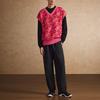 Li Ning 2023 Autumn Winter New Wade Series V Neck Knitted Cartoon Full Print Vest Men Vest Bright-Pink AMVT029-10