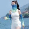 2Pcs/Set Face Guard Sun Protection Oversleeve Set, Ice Silk Cooling Fabric Arm Sleeves with Thumb Buckle Cuffs, for Outdoor Commuting Camping
