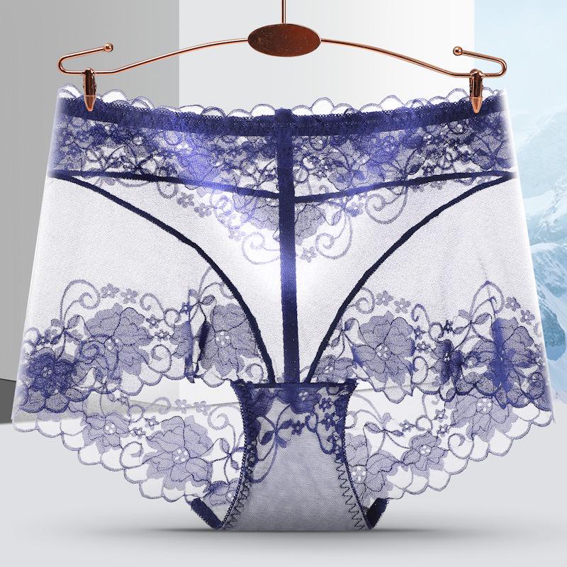 618 Spring/Summer Lace Mid-Waist Hip Lift Triangle Panties - Comfortable Plus Size Women's Underwear with Cotton Crotch