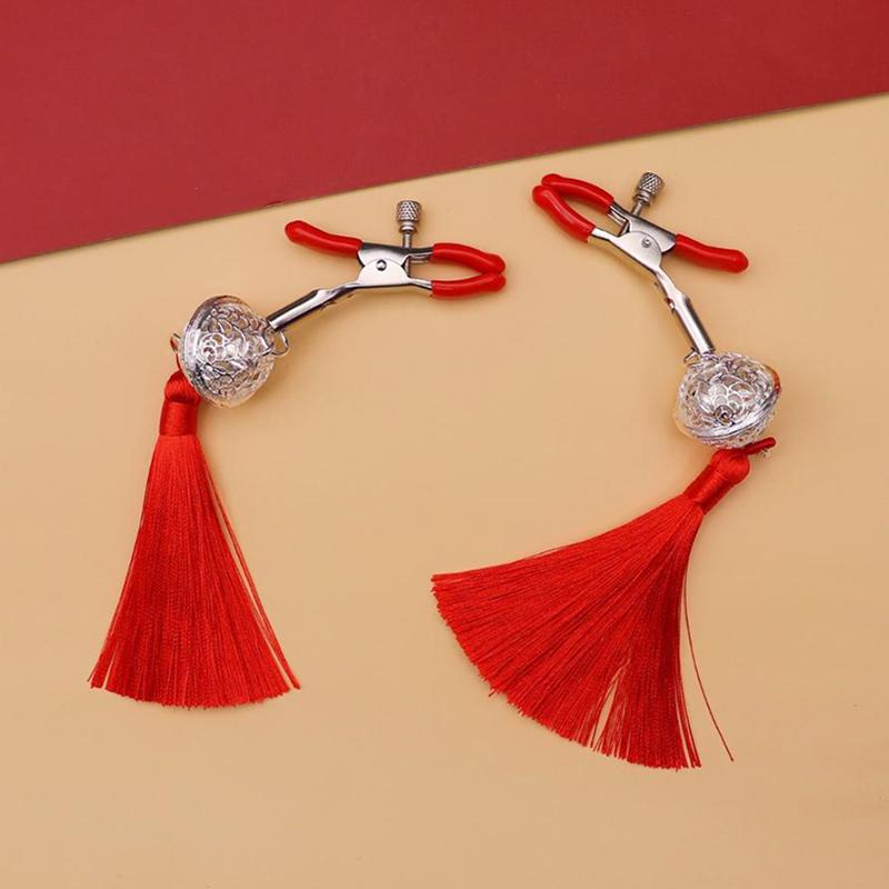 1 Pair Metal Bells Nipple Clamps With Tassel For Women Flirting Teasing Exotic Intimate Body Jewelry Pleasure Accessory