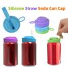 Colorful Silicone Sodas Can Lid and Straw Easy Use Spill-proof Sealed Can Cover for Canned Beverages Beer and Juice