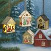 Colorful Christmas LED Light Wooden House Cute Luminous Cabin Wooden Luminous Huts  Kids Gifts