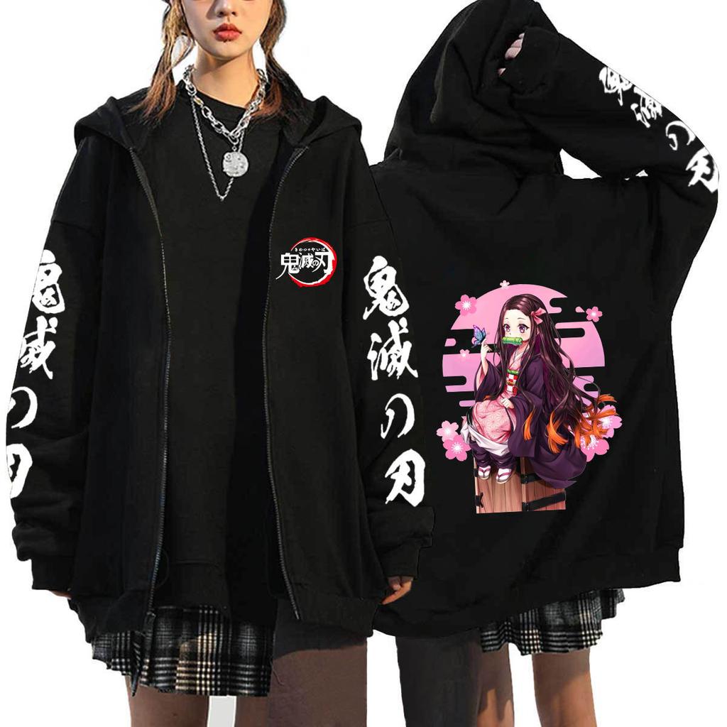 Japan Cartoon Comics Demon Slayer Printed Zip-Up Sweatshirt Unisex Fashion Hoodie/Jacket 0041