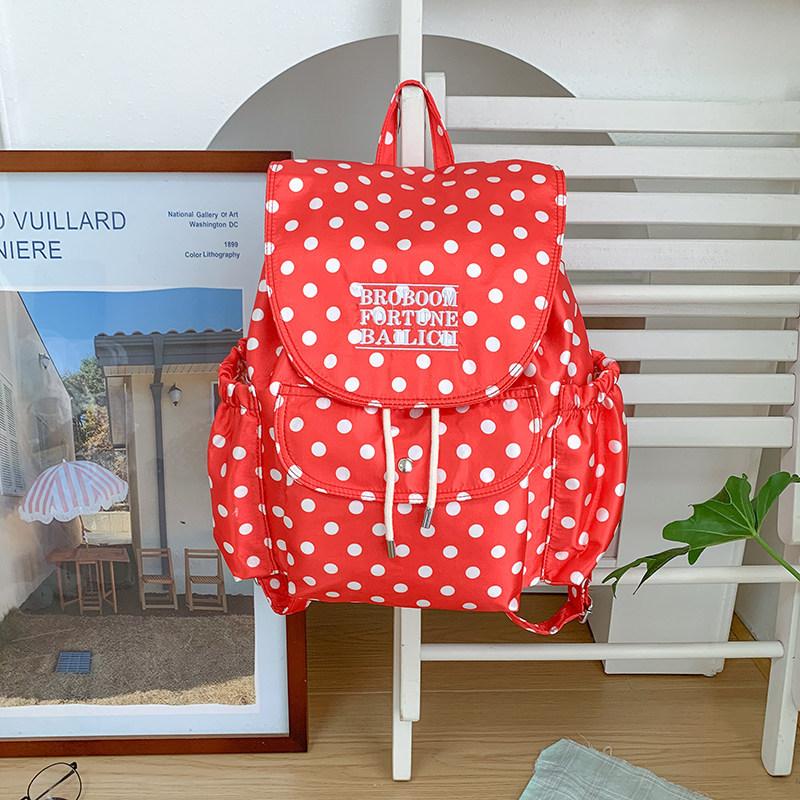 Schoolbag Internet Celebrity Girl Wind Polka Dot Backpack Female Korean Ins Niche Large Capacity Nylon Bag Travel Backpack