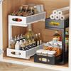 Under Sink Organizers and Storage, Adjustable 2 Tier Metal Pull Out Cabinet Organizer for Bathroom, Kitchen, Pantry