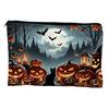 Reusable Storage Bag Bag,with Smooth Zipper, Thickened Polyester Large Capacity Cosmetic Halloween Witch Pumpkin Pattern Printed Pouch High-definition