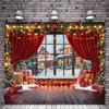 1pc Holiday Polyester Christmas Background Curtains - Holiday Scenes with Trees Snow and Gifts - Decorate Christmas