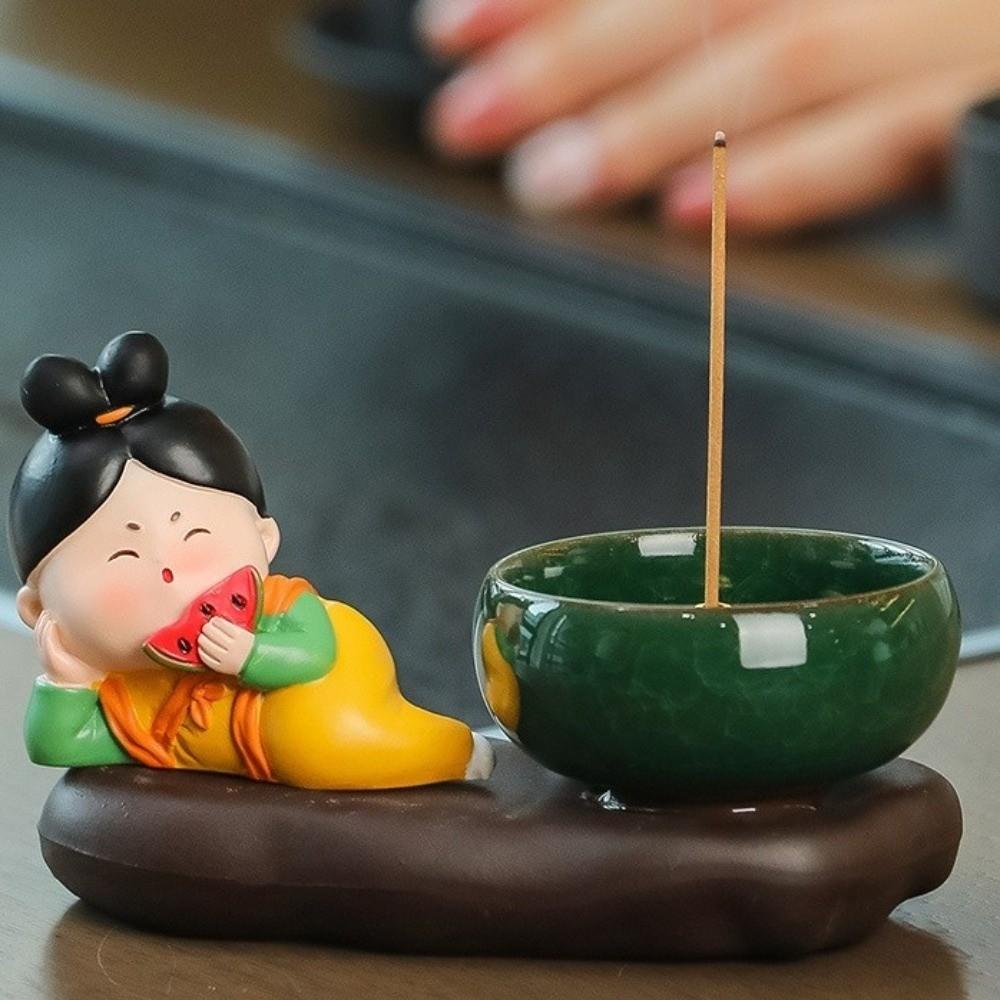Traditional Cartoon Girl Incense Burner Creative Cute Sticks Incense Tray  Housewarming Gift