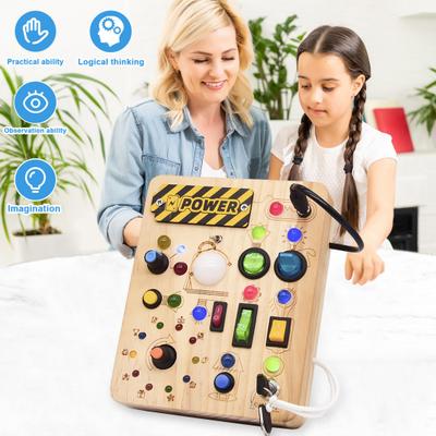 Διακόπτης Φωτός LED Busy Board Νήπιο Φωτιζόμενος Διακόπτης Έλεγχος Ξύλινη Πλακέτα Λεπτές Κινητικές Δεξιότητες Παιδιά Εκπαιδευτική Δραστηριότητα Μάθησης Παιχνίδι Πλακέτα Παιχνιδιού
