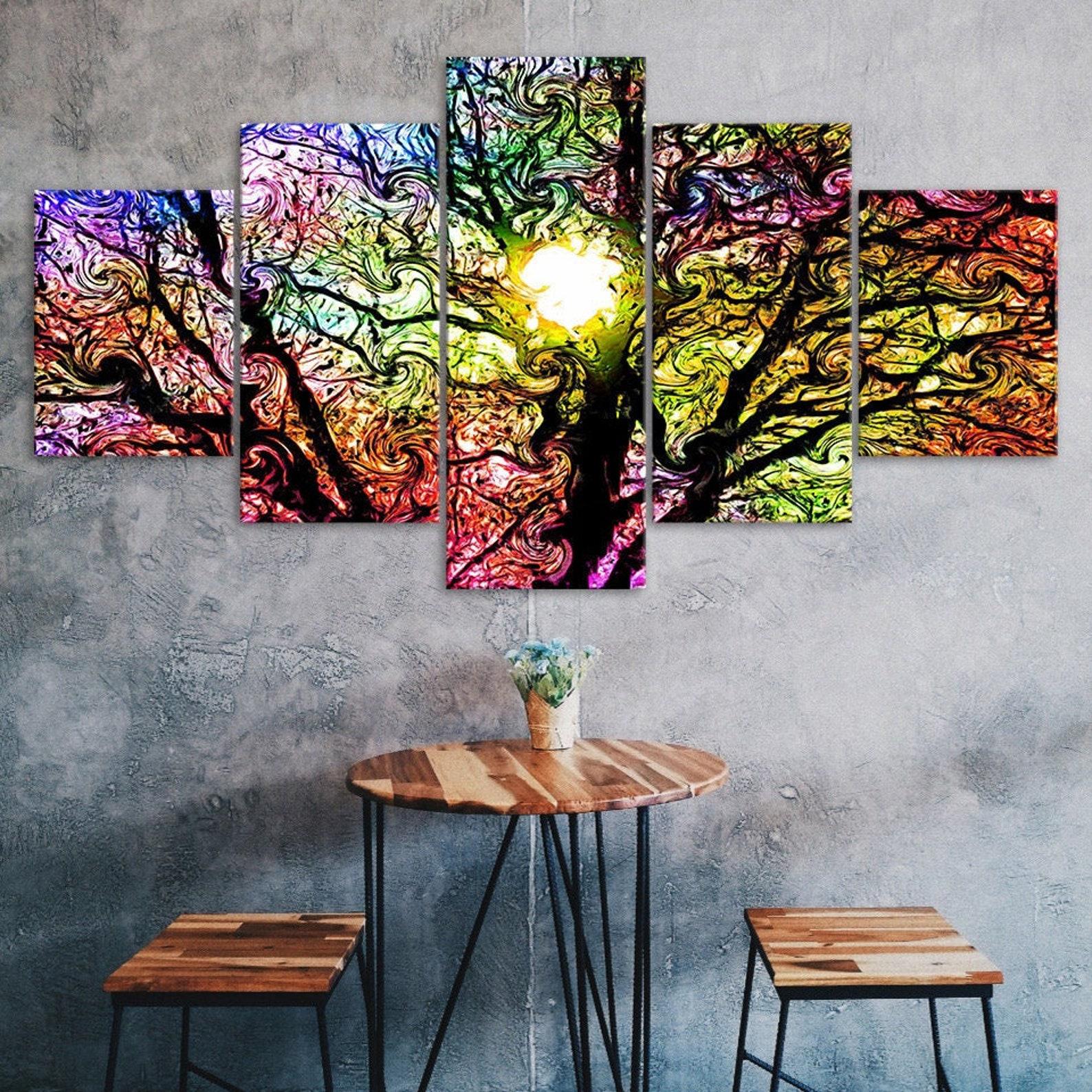 

Abstract Tree Art 5 Piece Five Panel Wall Canvas Print Modern Poster Home Decor Gift For Him For Her 20X35 20X45 20X55CM