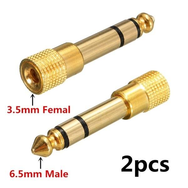 Gold Plated 3.5mm To 6.35mm Stereo Audio Adapter - 1/8" Male To 1/4" Female