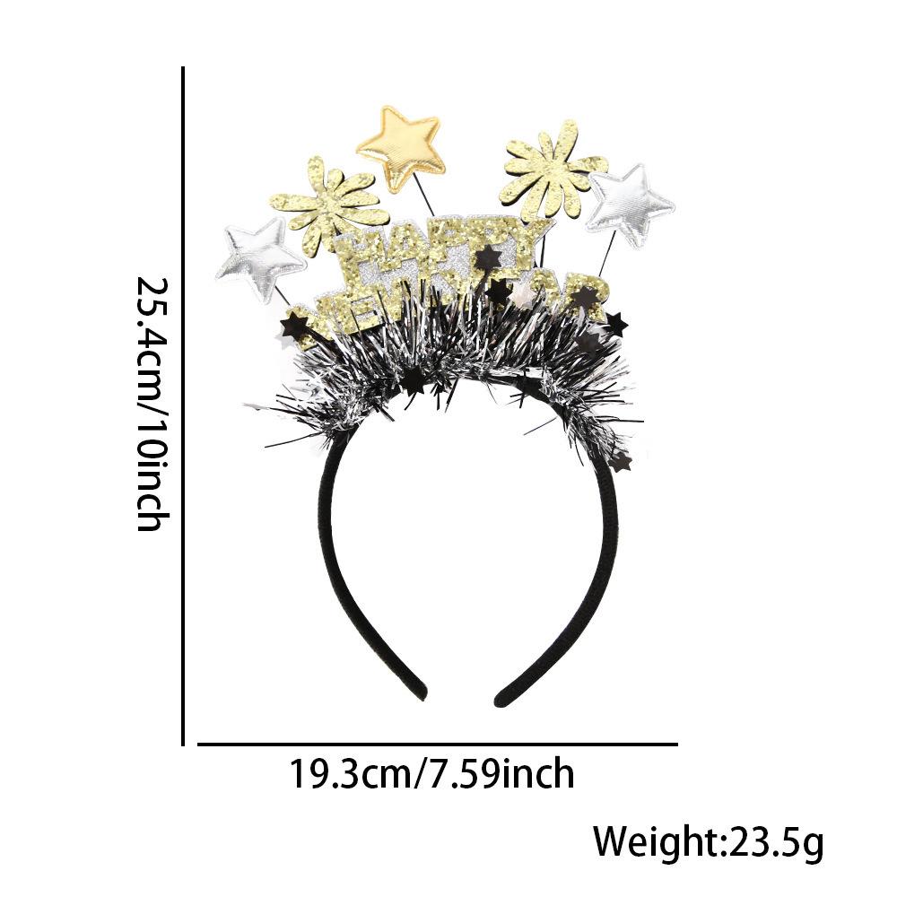 Black Gold Hair Band Decorative 2026 Celebration Headband New Year'S Eve Headband Comfortable Holidays Hair Accessory For New