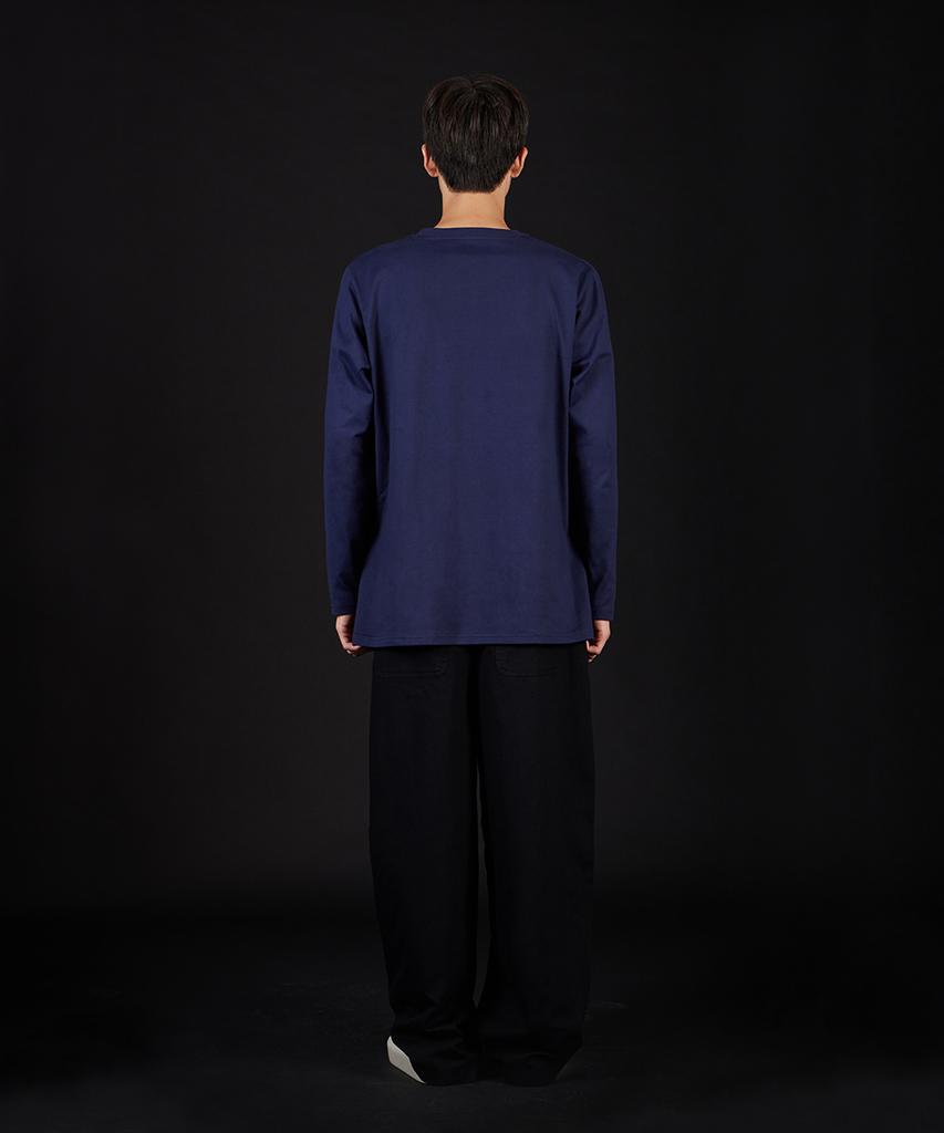 ASTRAL PROJECTION Out Of Body Oversized Long Sleeve T-Shirt_Navy