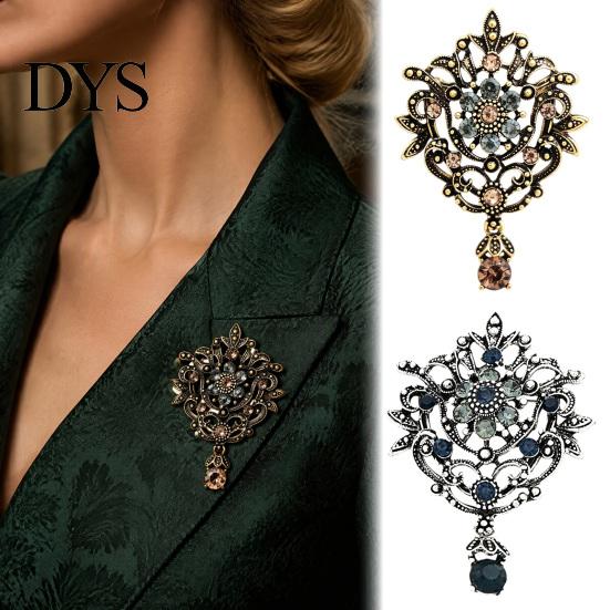 Vintage Broschen Pins Retro Hohl für Damen, Anstecknadel mit Funkelndem Oxidationsbeständigem Abzeichen Strasssteinen, Schmuckzubehör Tägliches Tragen Hochzeit