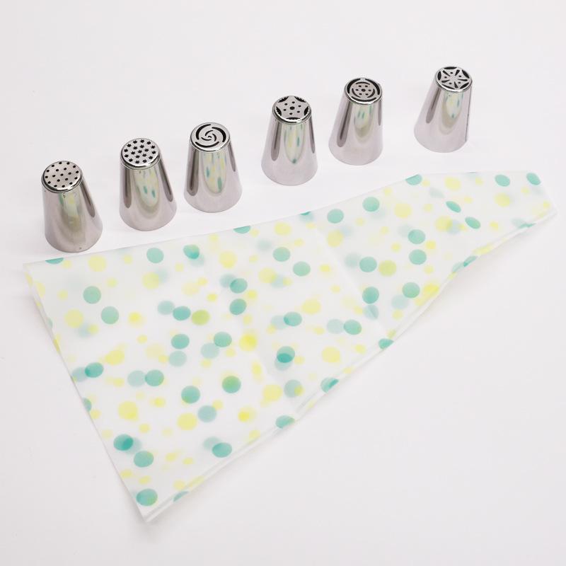 Stainless Steel 6-head Russian Mounting Nozzle EVA Mounting Bag Set of 7-piece Framed Soluble Bean Squeezed Cream Bag