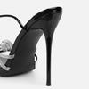 Summer Black High Heels Sandals Women Fashion Peep Toe Crystal Narrow Band Stiletto Pumps Ankle Lace Up Party Dress Shoes