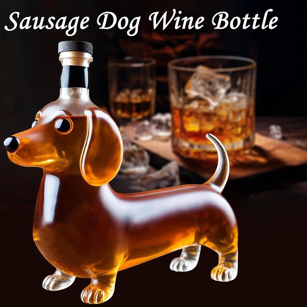 Dachshund Dog Shape Decorative Decanter Liquor Bottles Glass Liquor Bottle Animal Statue Wine Container for Birthday Christmas