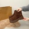 Autumn and winter thick-soled heightening versatile snow boots women's retro flanged velvet thickened warm Birkenstock cotton shoes