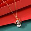 Women's Santa Claus Enamel Pendant Necklace, Non-Fading Rhinestone, Light Luxury Holiday Jewelry