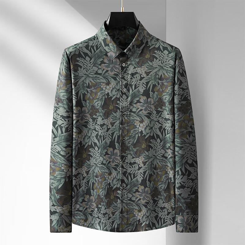 

Men s Floral Print Plus Size Long Sleeve Shirt 2XL