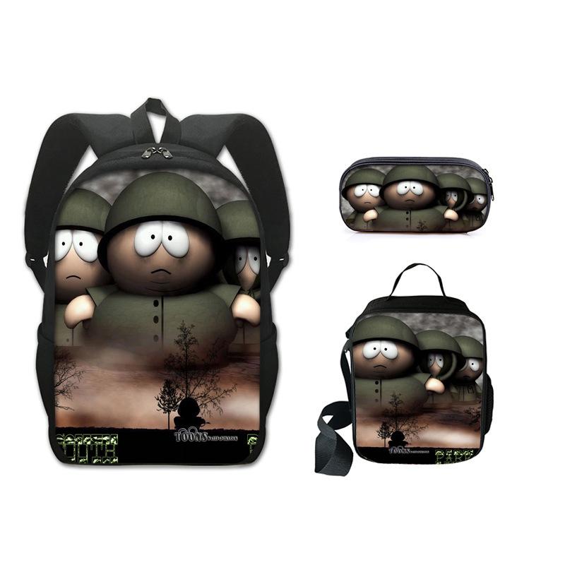 Classic Popular Novelty Funny south park 3D Print 3pcs/Set pupil School Bags Laptop Daypack Backpack Lunch bag Pencil Case
