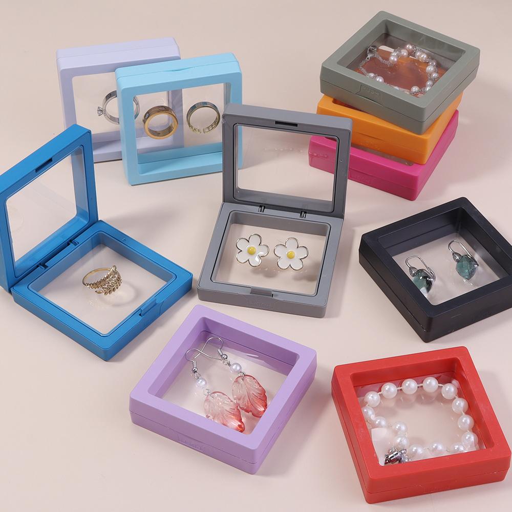 1Pc PE Film Transparent Visible Jewelry Storage Box Ring Earring Box Bracelet Necklace Display Box Jewelry Dustproof Storage Box