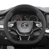 Suitable for Skoda Suede Matte Carbon Fiber Texture Steering Wheel Cover Suitable for Octavia 2 3 A7 1 Superb Roomster A5 