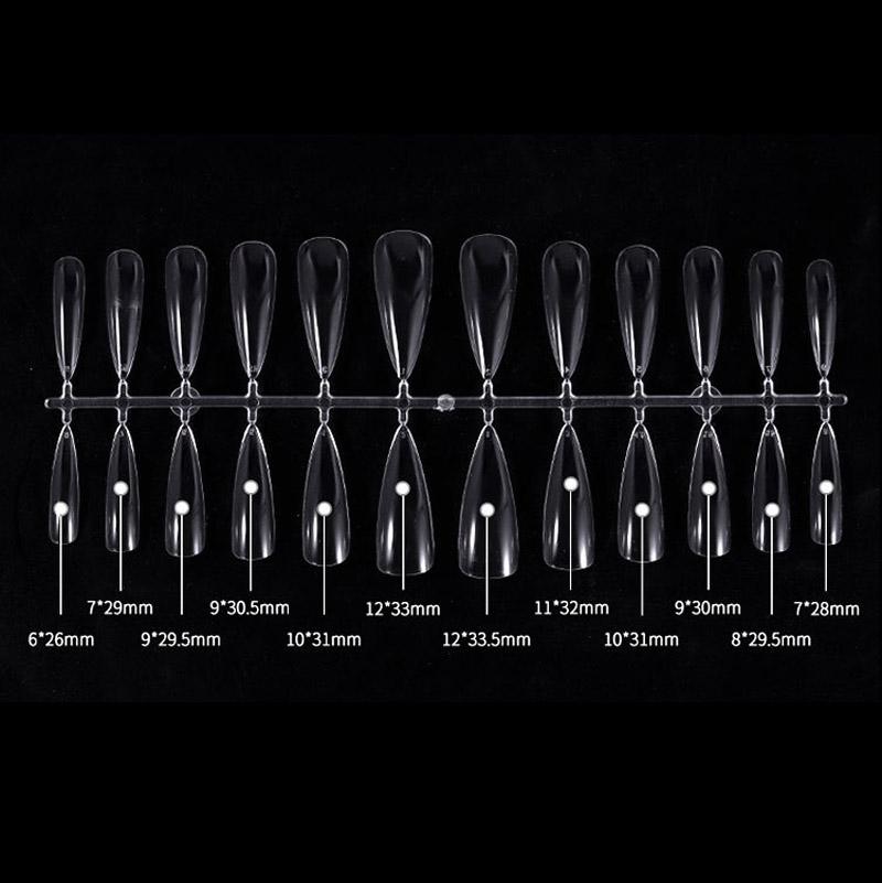 504Pcs Transparent Stiletto Fake Nail Tips Acrylic Ballerina Nail Tips Long Shape Half Cover Coffin Professional False Art Nail