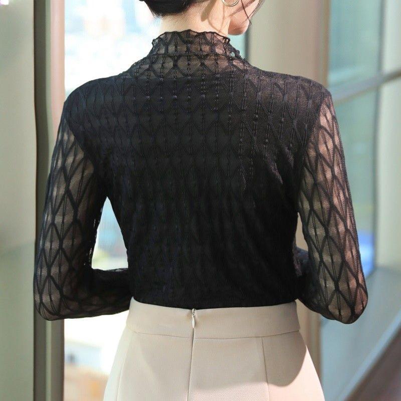 Lace Can Be Worn As An Outerwear In Early Spring Versatile To Cover Skin and Show Off Weight Fashionable Autumn and Winter Base Shirt for Women