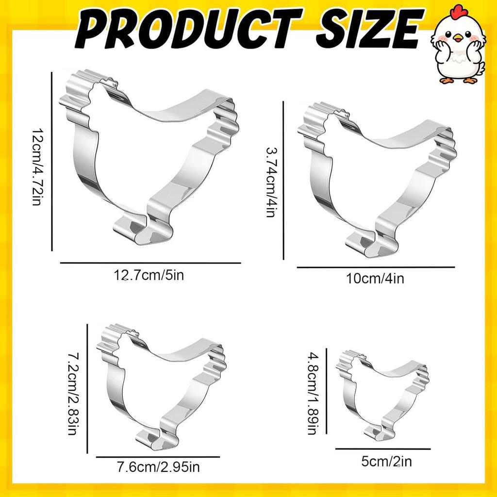 4 Stück Ausstecher Kükenform Edelstahlform DIY Kuchenstempel Kekseformen Sugarcraft Teigformen Küchen Backwerkzeug