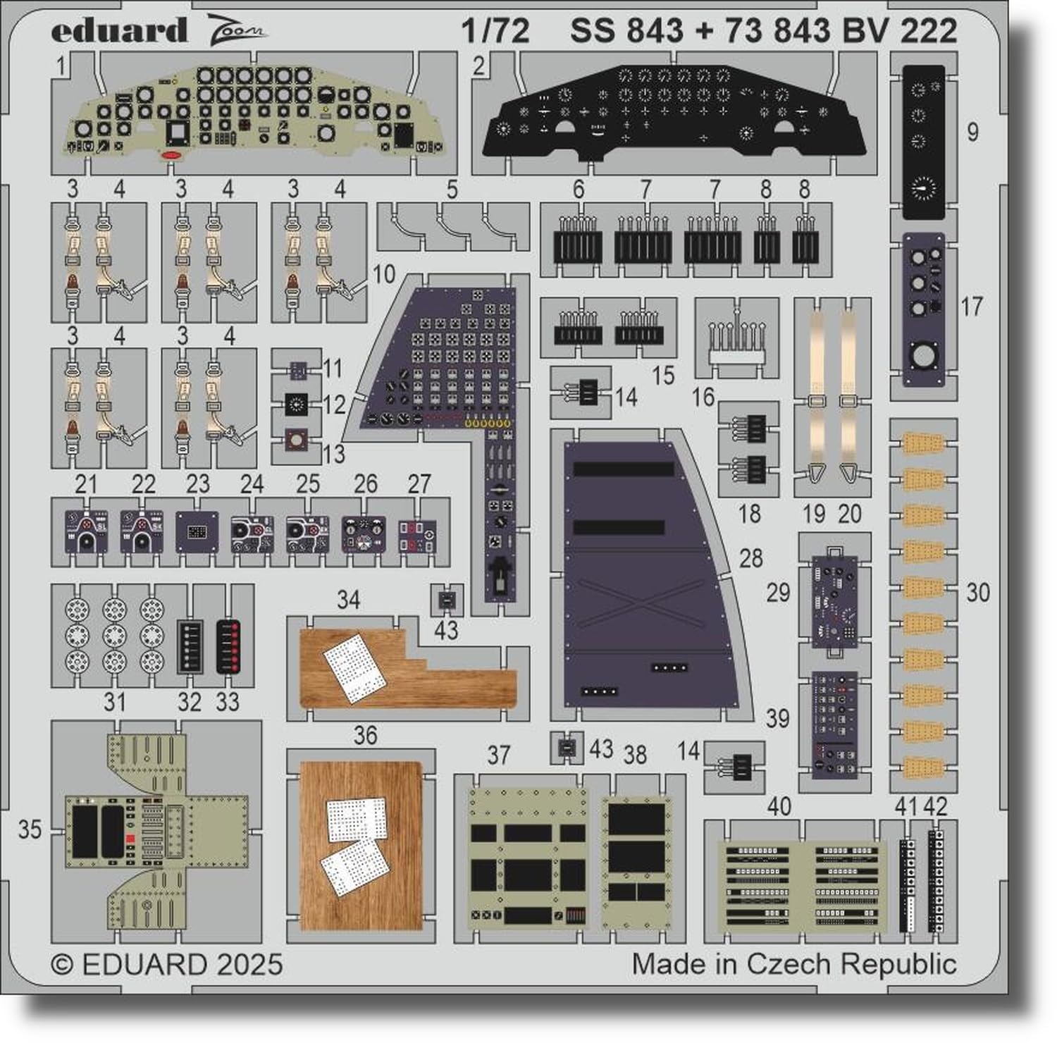 

Eduard 1/72 Серия Zoom Фототравление BV222 (для Ревелла) Пластиковые наборы для сборки EDUSS843 (Самолет)