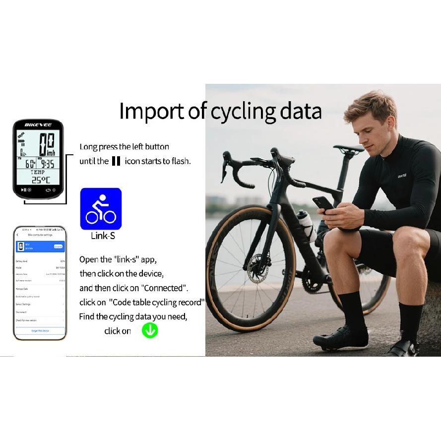 Neuester 2,6" 5,4 Bluetooth ANT+ Kabelloser GPS Fahrradcomputer Smartes Cycling Kilometerzähler Tacho Tracker mit Trittfrequenz-Geschwindigkeitssensor